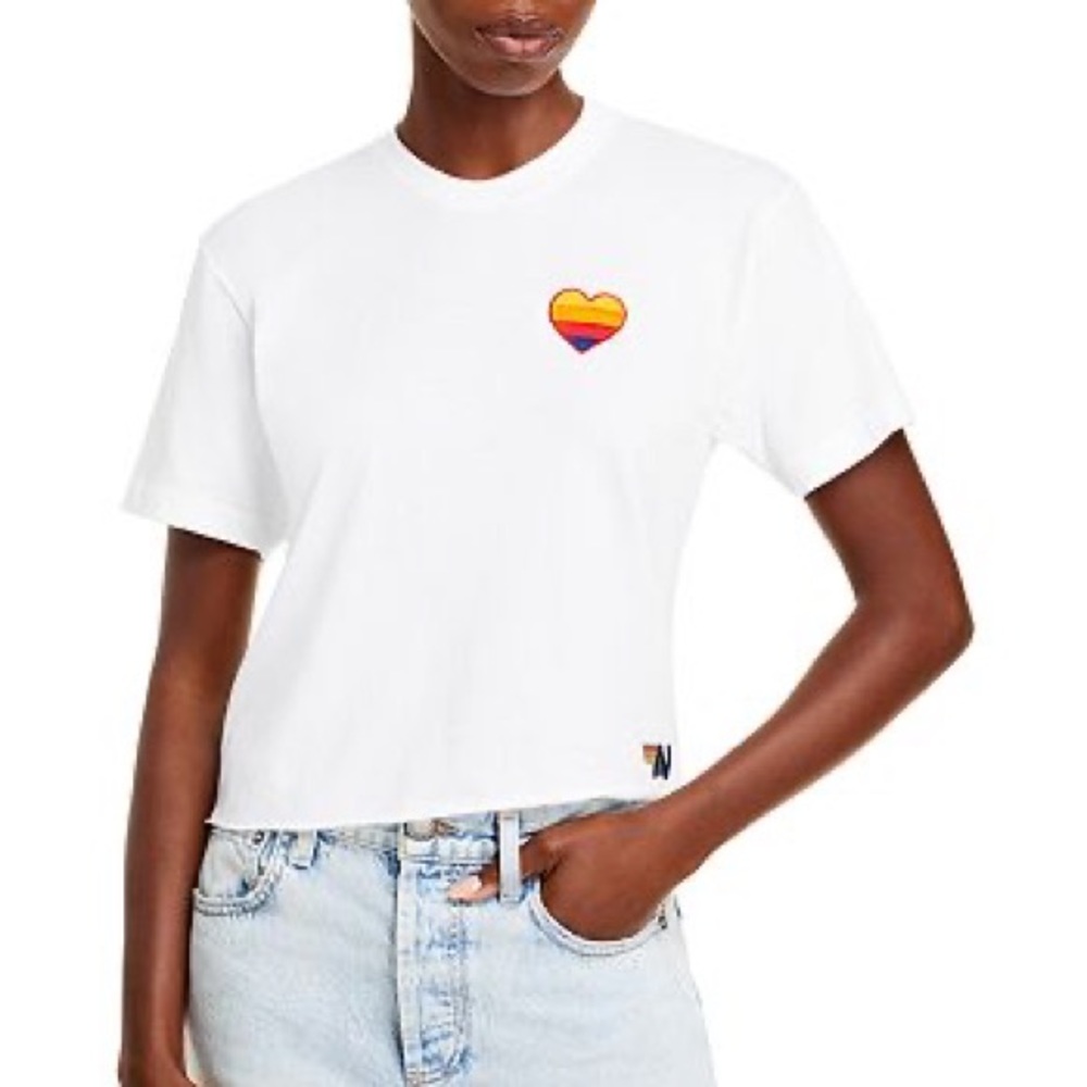 AVIATOR NATION: Heart Boyfriend cropped tee